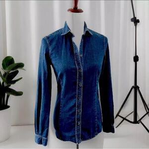 Paul & Shark Women”s denim shirt size 42  size 6 US made in Italy VGEC